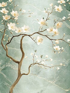 玉兰花枝图 清新淡雅风