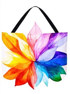 多彩花朵印花手提包