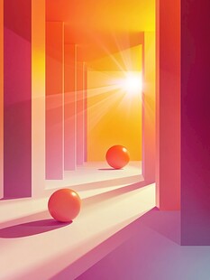 光影走廊中的橙色球体