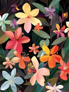 缤纷花卉插画 尽显自然之美
