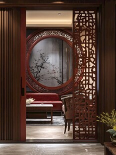 中式典雅客厅屏风装饰美