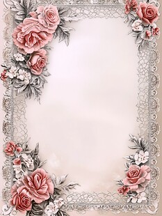 蕾丝花边玫瑰装饰边框图