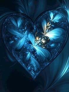 梦幻蓝色心形抽象艺术图案