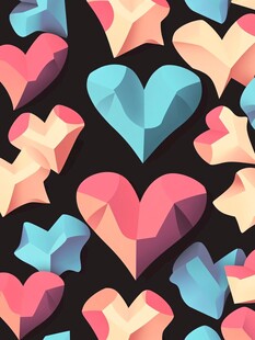 多彩立体心形图案背景