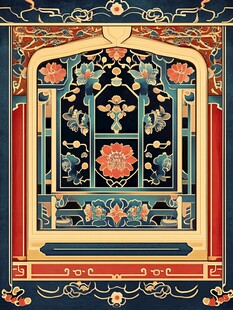 中式古典雕花门窗图案
