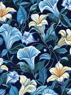 蓝调花卉图案的精美设计