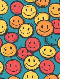笑脸图案 多彩欢乐无缝背景