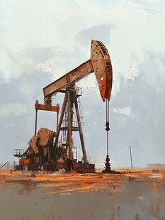 油画风抽油机景观