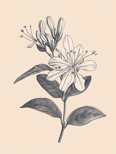 手绘金银花插画