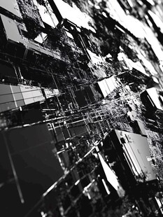 城市建筑抽象黑白景观图