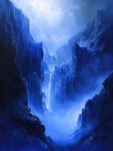 梦幻蓝色神秘峡谷景观