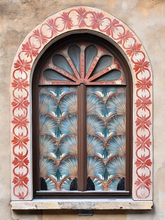 复古花纹装饰的拱形窗户