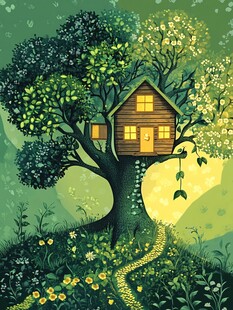 树屋 绿野中的梦幻家园