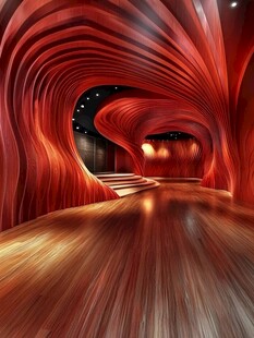 红色波浪形艺术空间