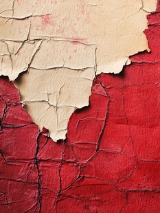 剥落的红墙旧纸纹理