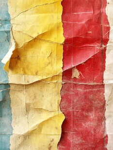 破旧彩纸纹理特写