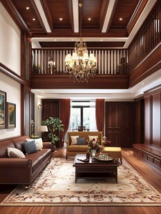 豪华中式挑空客厅设计