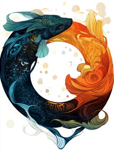 双生锦鲤的奇幻艺术之美