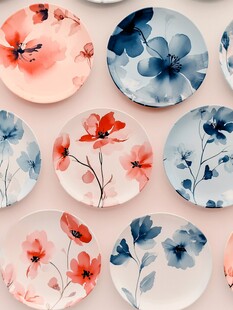 花卉图案精美陶瓷餐盘