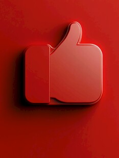 红色立体点赞图标