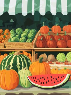 夏日缤纷水果摊景象