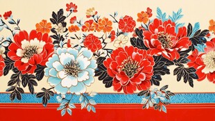 中式花卉图案精美装饰画