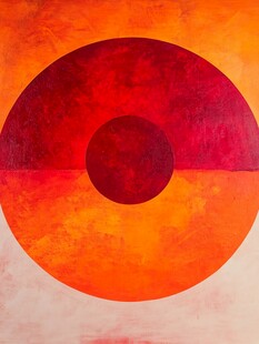 圆形红橙渐变抽象艺术画
