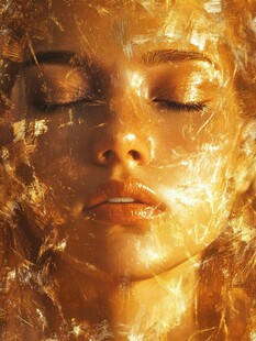 金色梦幻面庞的神秘女性
