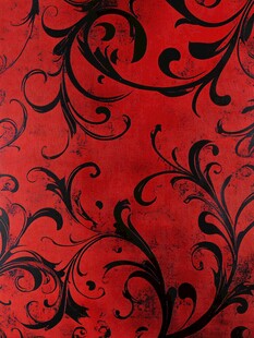 红色底黑色花纹装饰图案