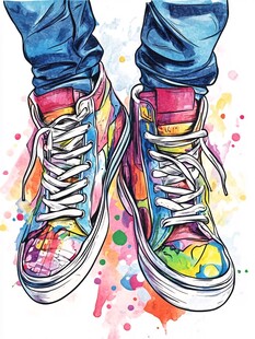 多彩涂鸦高帮鞋的时尚魅力