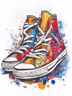 多彩涂鸦风高帮帆布鞋