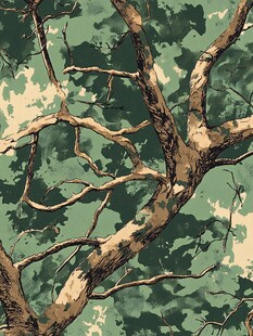 树枝与绿叶的自然景象