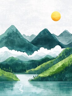 山间湖畔的静谧风光