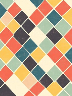 复古几何彩色方格图案