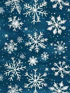 蓝色背景雪花无缝图案