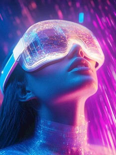 梦幻霓虹下的VR体验者