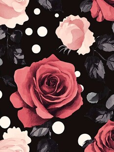 玫瑰波点图案精美花卉图