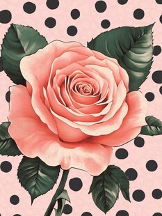 粉色玫瑰配波点背景图案