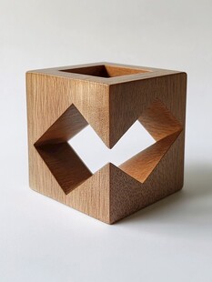 木质几何镂空创意笔筒