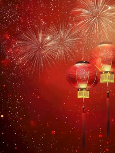 喜庆烟花红灯笼背景图