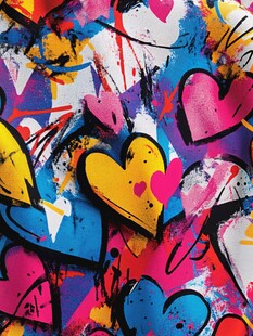 多彩爱心涂鸦艺术画面
