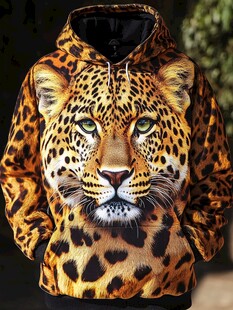 豹纹连帽卫衣时尚吸睛