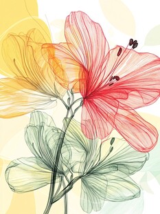 梦幻线条绘就绚丽花卉