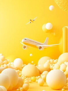 梦幻黄调中的飞机飞行场景