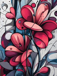 抽象绚丽花卉艺术插画