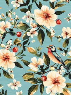 花鸟图案 清新自然花卉绘