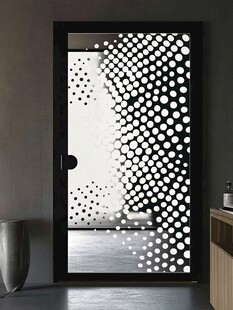 黑白波点艺术玻璃隔断门