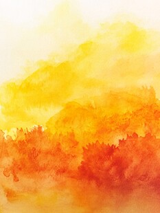 秋日水彩风景梦幻画面