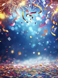 欢庆时刻烟花彩带背景图