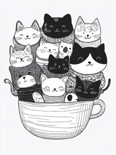 猫咪齐聚一杯中
